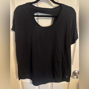 Xersion Quick-Dry Performance Back Cut Out Short Sleeve T-Shirt, Black, Sz Large